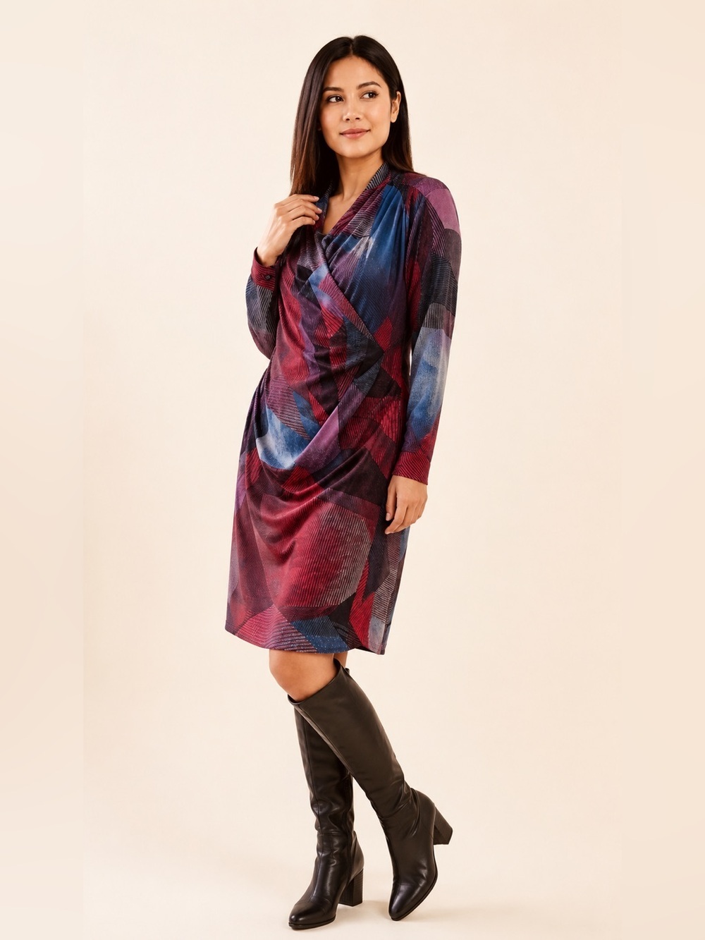 Robert Rodriguez Women's Faux Wrap Shirt Mini Dress Geometric Multicolor XL